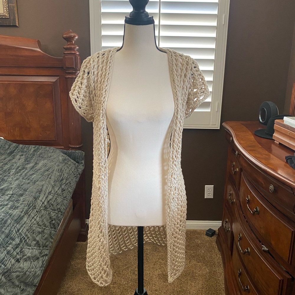 Crochet tan cardigan